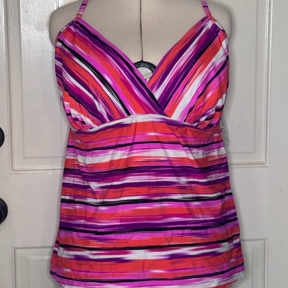 Catalina Pink & Orange Striped V-Neck Camisole